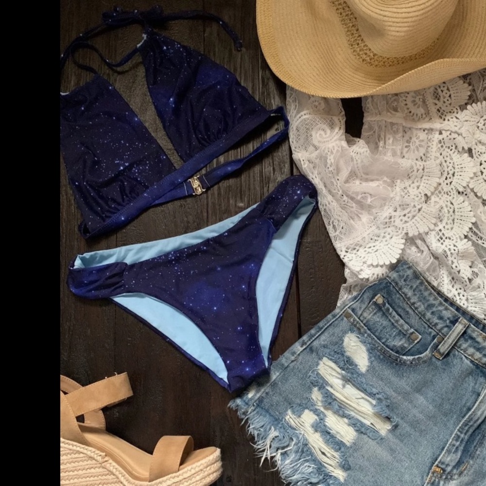 Reversible blue starry night bikini